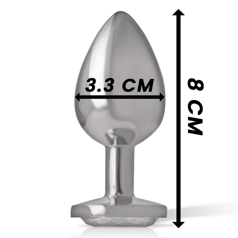 bouchon anal métal inoxydable réfléchissant moyenne conique base évasée bijou cœur cristal transparent hypoallergénique lisse glamour romantique sécurisé discret élégant
