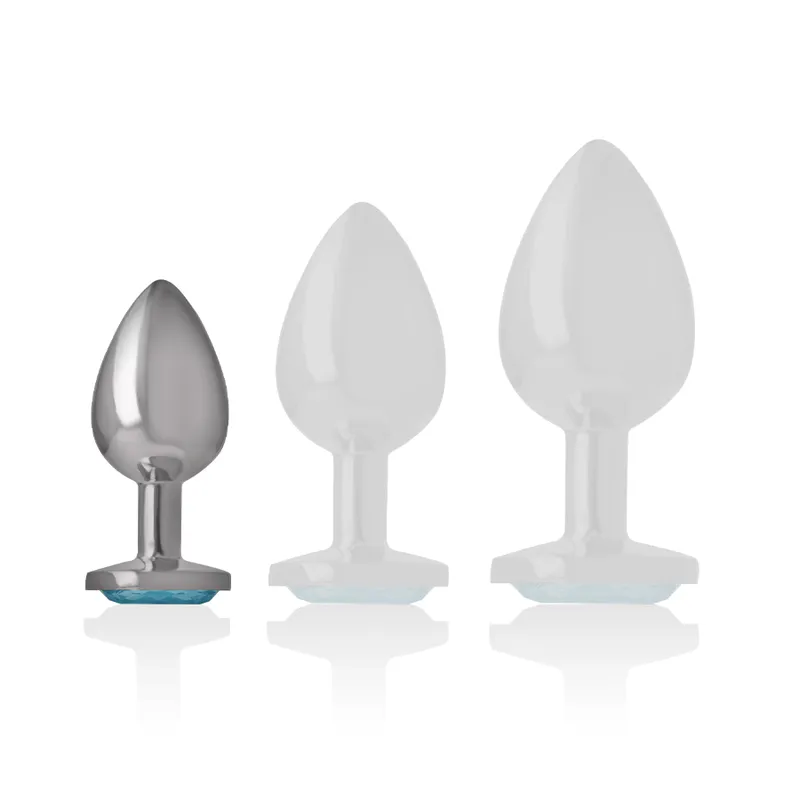 Plug anal métal aluminium coeur bleu taille réglable sécurité maximale plaisir intense sextoy luxe