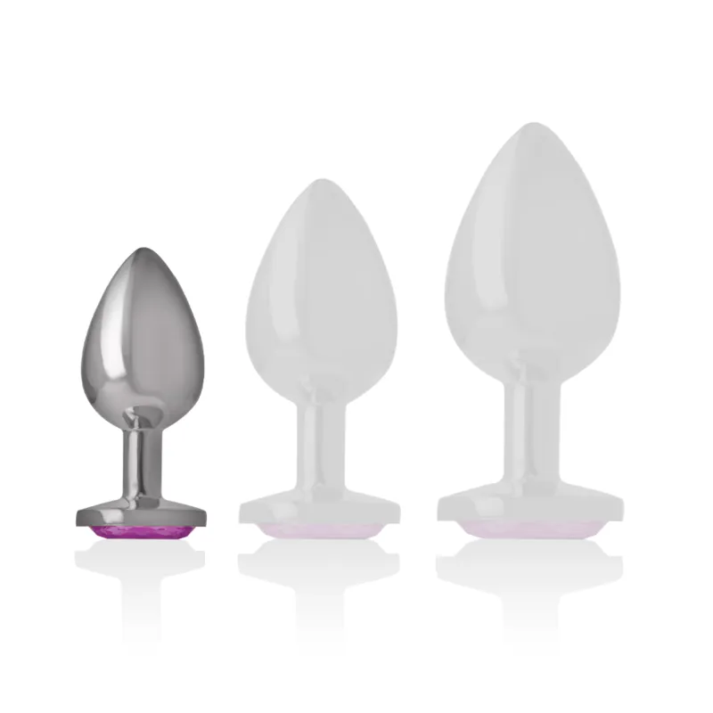 bouchon anal métal aluminium poli cristal rose petit conique base évasée sécurité débutants glamour discret emballage soigné nettoyage facile