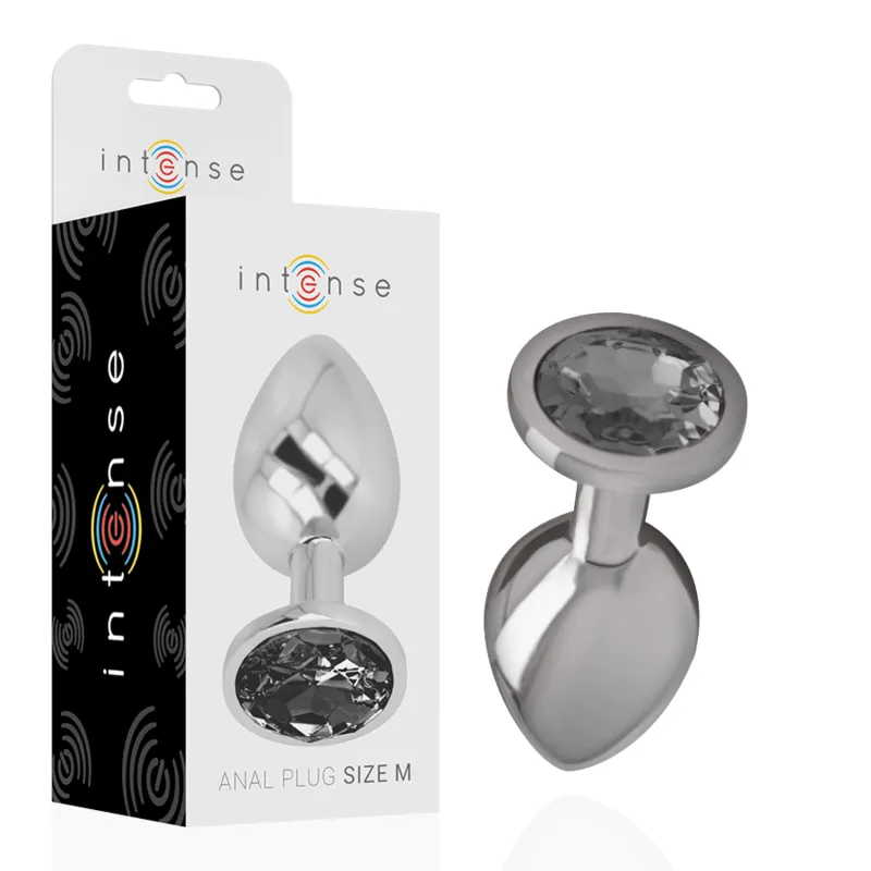 Plug anal métal aluminium conique bijou diamant taille moyenne sextoy plaisir intense couple usage sécurisé