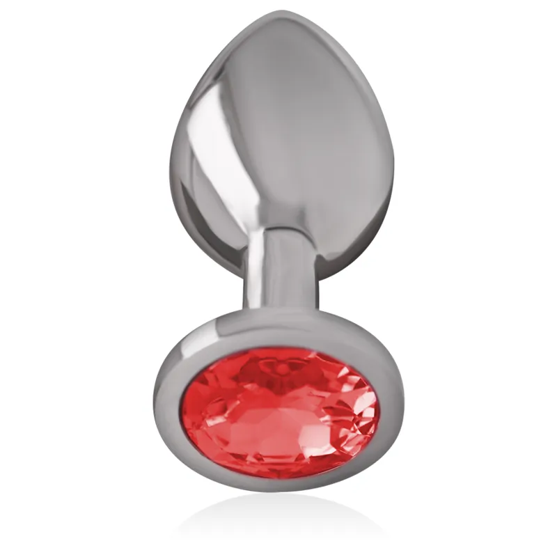 plug anal métal aluminium cristal rouge petite conique base évasée hypoallergénique lisse insertion confortable stimulation intense discret raffiné