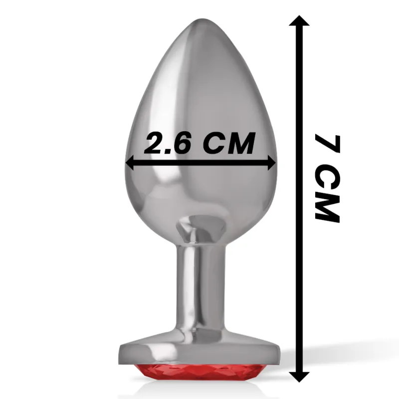 plug anal métal aluminium cristal rouge petite conique base évasée hypoallergénique lisse insertion confortable stimulation intense discret raffiné