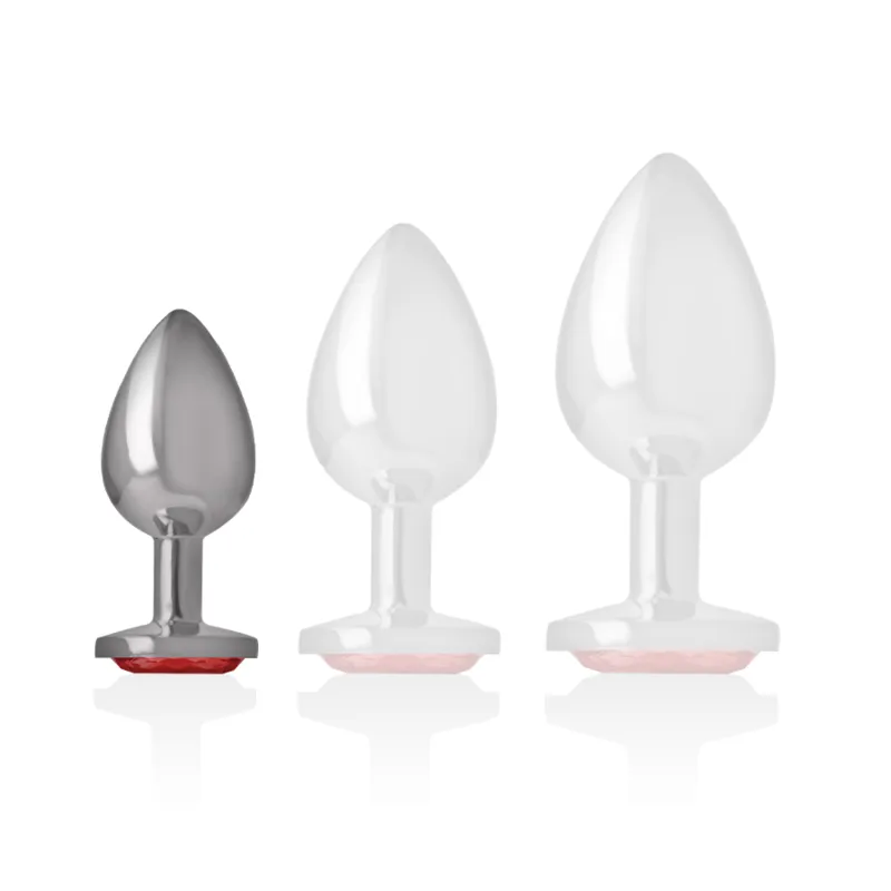 plug anal métal aluminium cristal rouge petite conique base évasée hypoallergénique lisse insertion confortable stimulation intense discret raffiné