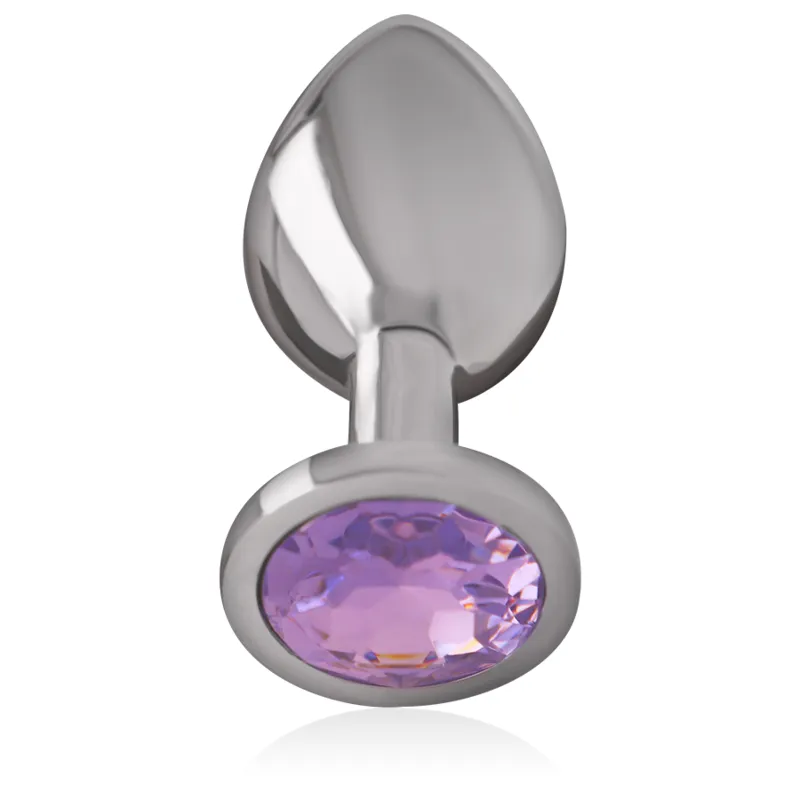 Plug anal en métal aluminium avec bijou violet cristal Intense Sexe sextoy plaisir anal design glamour