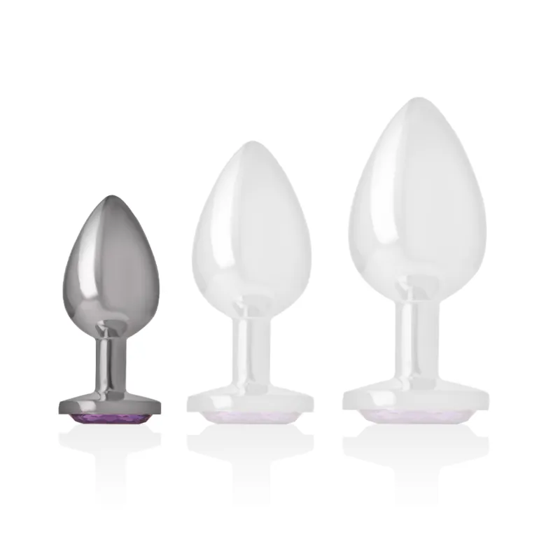 Plug anal en métal aluminium avec bijou violet cristal Intense Sexe sextoy plaisir anal design glamour