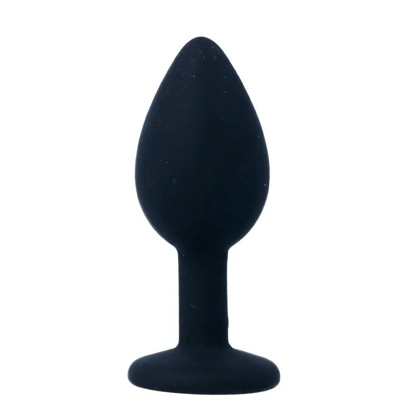 bouchon anal silicone médical hypoallergénique doux soyeux noir mat conique base évasée diamant cristal transparent sécurité confort discret