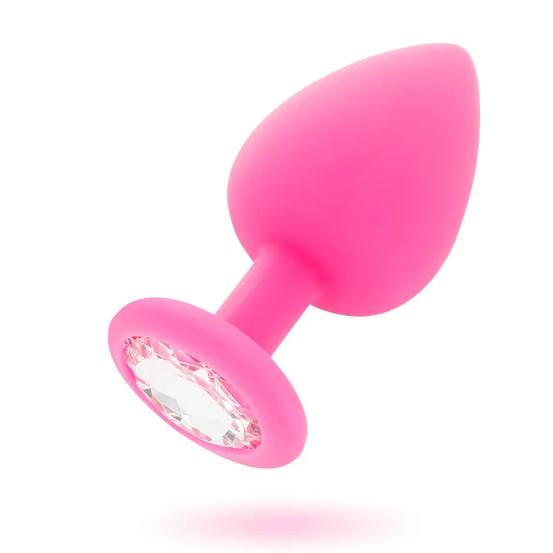Plug anal silicone fuchsia conique base diamant jouet intime luxe stimulation anale discrétion couple