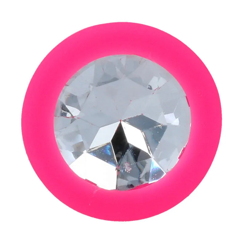 Plug anal silicone fuchsia conique base diamant jouet intime luxe stimulation anale discrétion couple