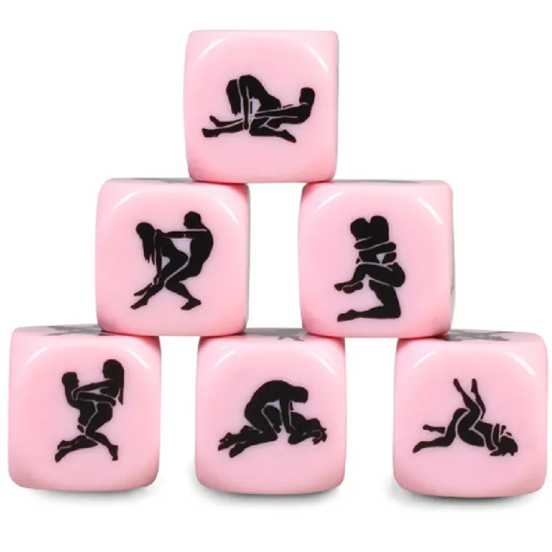 Dés érotiques kamasutra intimité relation communication exploration ludique facile à transporter rose pâle silhouette noire 25 mm