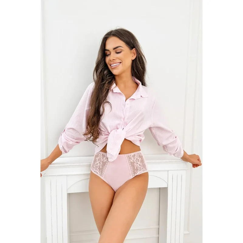 Culottes en viscose Donna taille haute dentelle rose pâle lingerie féminine confort ajustement parfait elegance quotidien