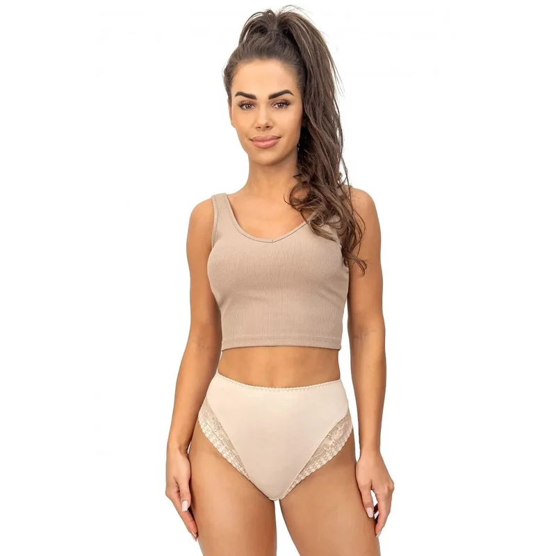Culottes Donna viscose dentelle beige taille haute confort doux léger silhouette féminine sublimant ajustement flatteur discret durable intemporel