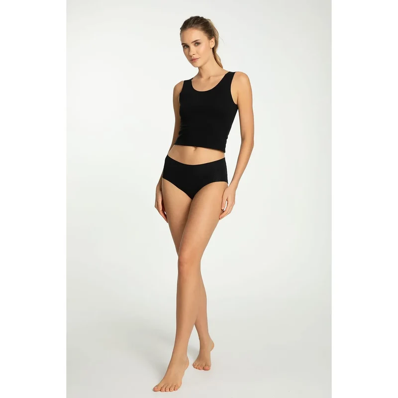 culotte Julimex 220544 taille haute douceur confort invisible élégance lingerie tissu extensible ajustement parfait durabilité coutures laser doublure coton noir