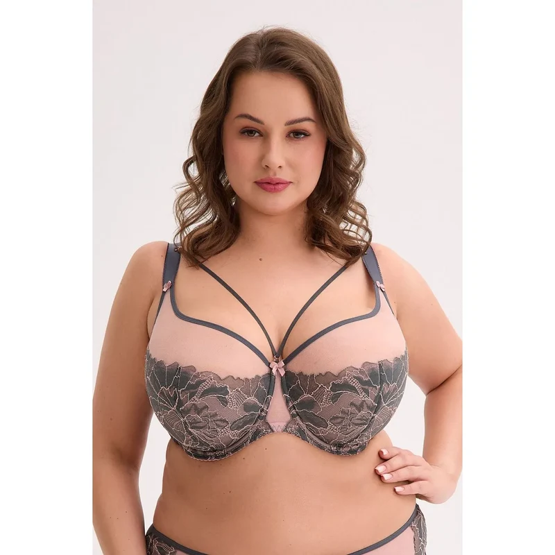 Soutiengorge Gaia demibonnets armatures ajustables maintien optimal confort maximal dentelle fleurie tulle satin doubluremousse bretelles réglables crochets arrière discret glamour