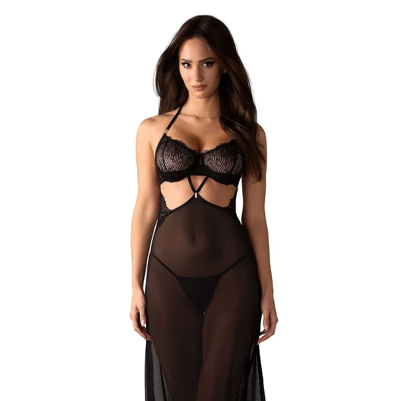 Ensemble sexy Obsessive 208187 dentelle armatures transparente cutouts bretelles ajustables string classique elasthanne polyamide