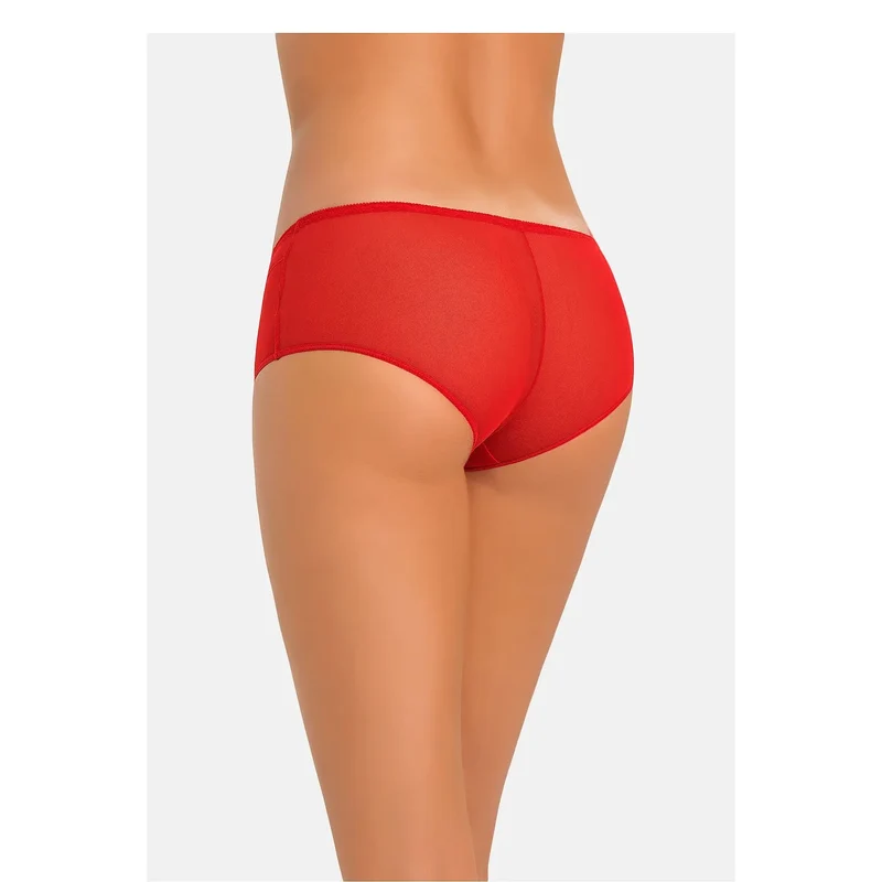 Culottes en filet transparent rouge confortable sexy taille moyenne sans couture élastique ajustement parfait lingerie élégante femmes