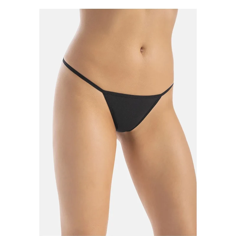 Strings model 220168 Teyli lingerie féminine string minimaliste noir confortable design épuré coton doublure absorption humidité