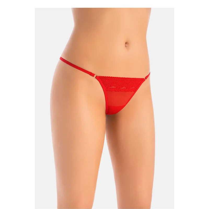Strings en tulle rouge sexy lingerie érotique culotte string triangle dentelle filet transparent femmes sexy lingerie coquine
