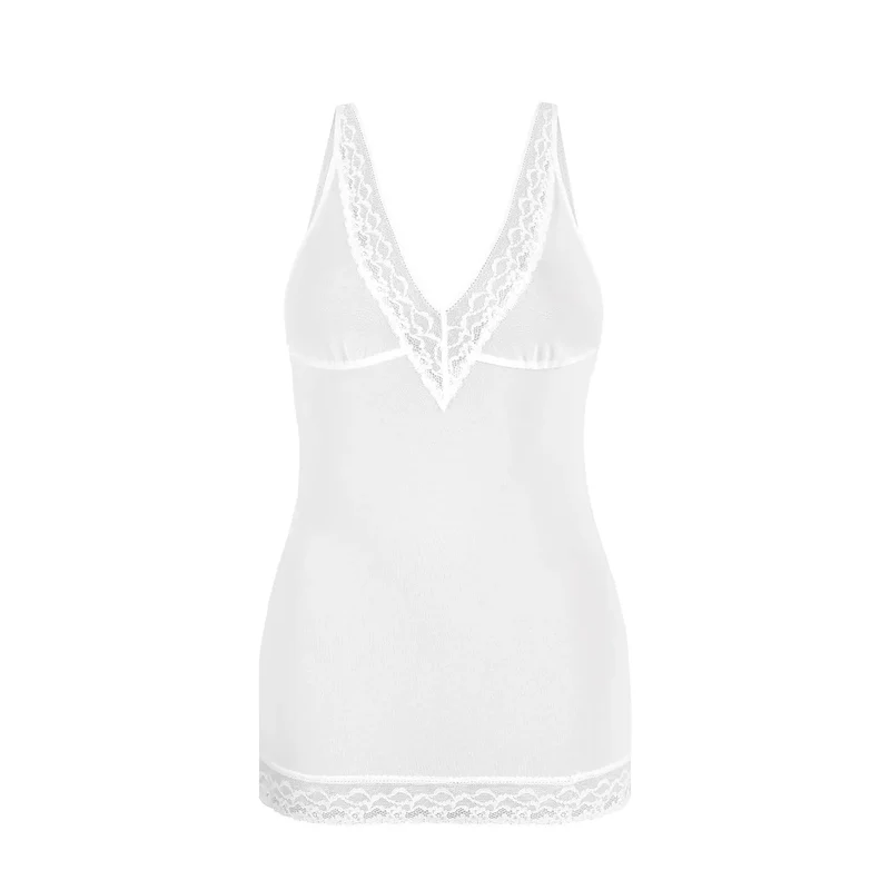Nuisette sexy model 220157 Teyli lingerie érotique maille transparente dentelle floral V-neckline femme séduisante