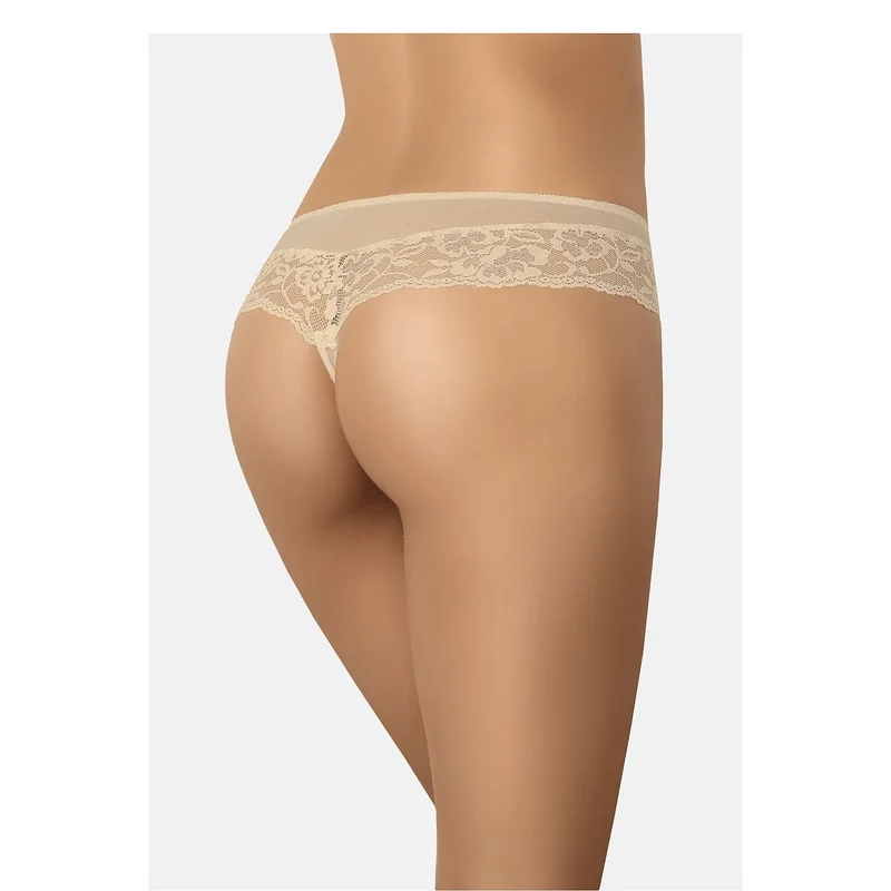 culotte brésilienne dentelle florale beige chair confortable élégante sensuelle douce respirante extensible discrète sophistiquée ajustement maintien silhouette affinante délicate