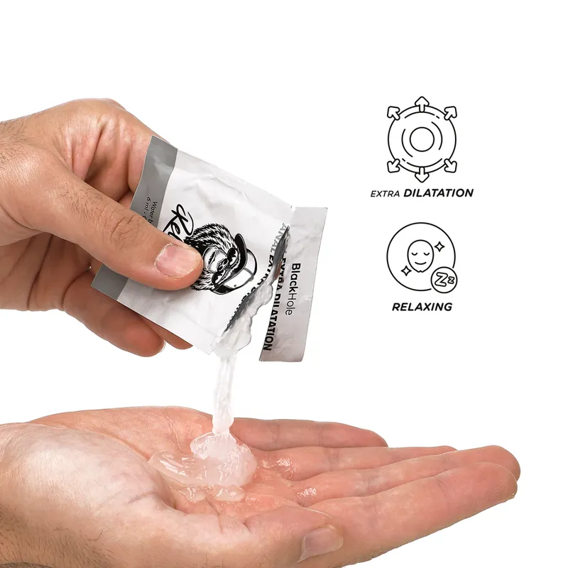 Gel dilatation anal à base d'eau Black Hole Extra Relaxation 6ml dose unique lubrifiant intime silicone compatible usage anal