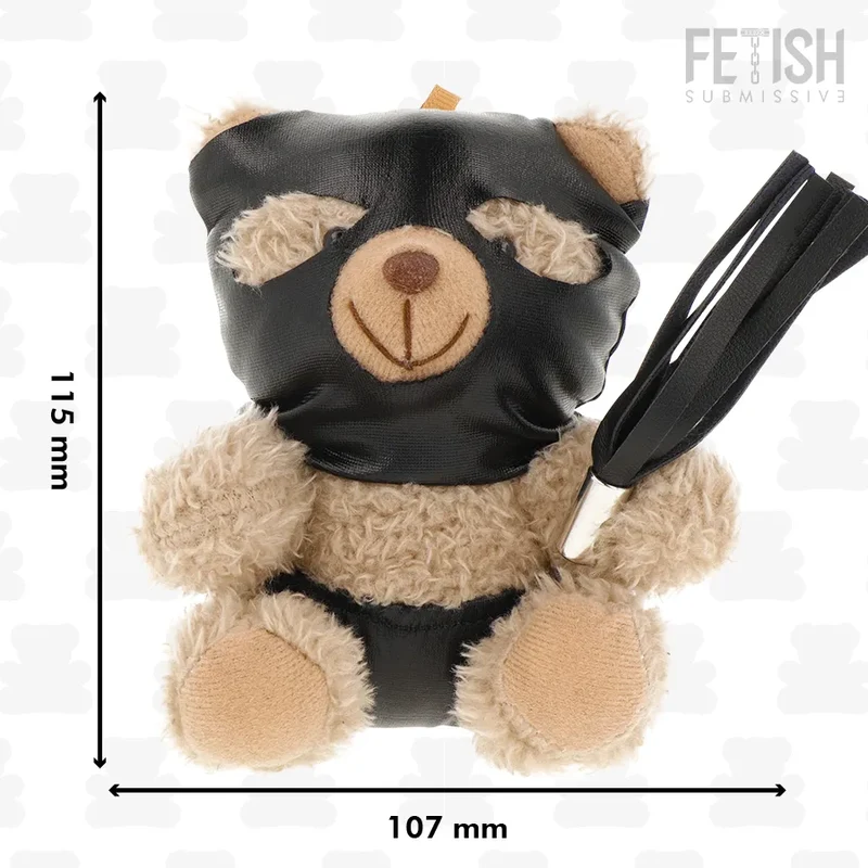Teddy Bear en peluche audacieux pour adultes, accessoire ludique BDSM Fetish Submissive Luno, design unique avec masque et fouet mini