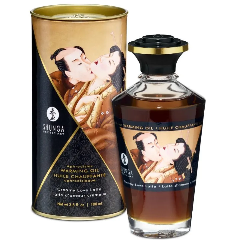 huile massage aphrodisiaque chaleur stimulante sensuelle intime relaxante nongrasse soyeuse latte crémeux orientale flacon hexagonal bouchon élégant 100ml