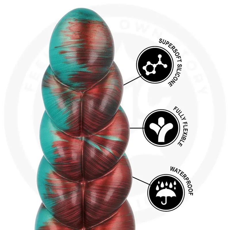gode silicone médical hypoallergénique doux flexible segmenté texturé progressif insérable profonde ergonomique base évasée prise stable marbré turquoise bordeaux professionnel