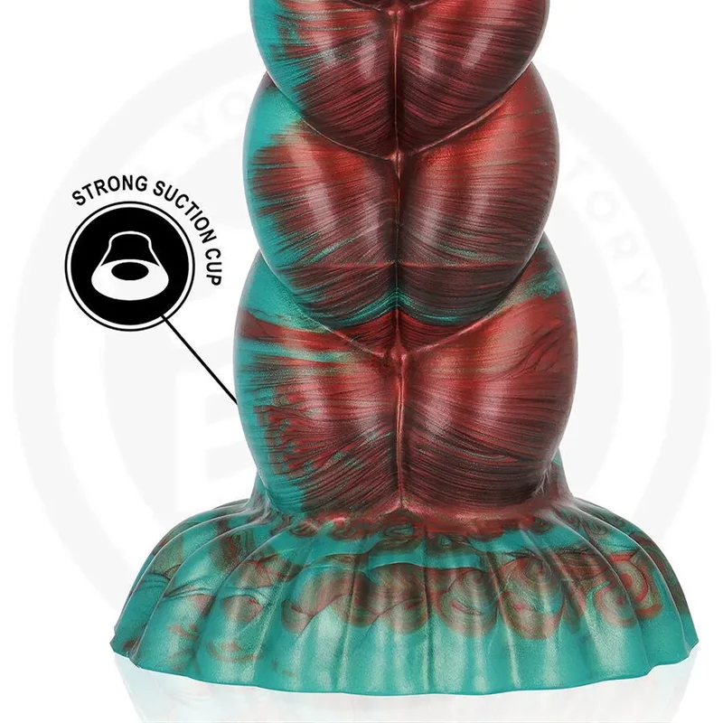 gode silicone médical hypoallergénique doux flexible segmenté texturé progressif insérable profonde ergonomique base évasée prise stable marbré turquoise bordeaux professionnel
