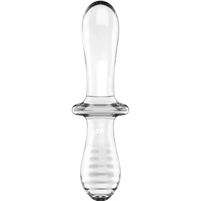 Gode double cristal transparent Satisfyer stimulation anal intime plaisir polyvalent verre borosilicate hygiénique sécuritaire couple sextoy