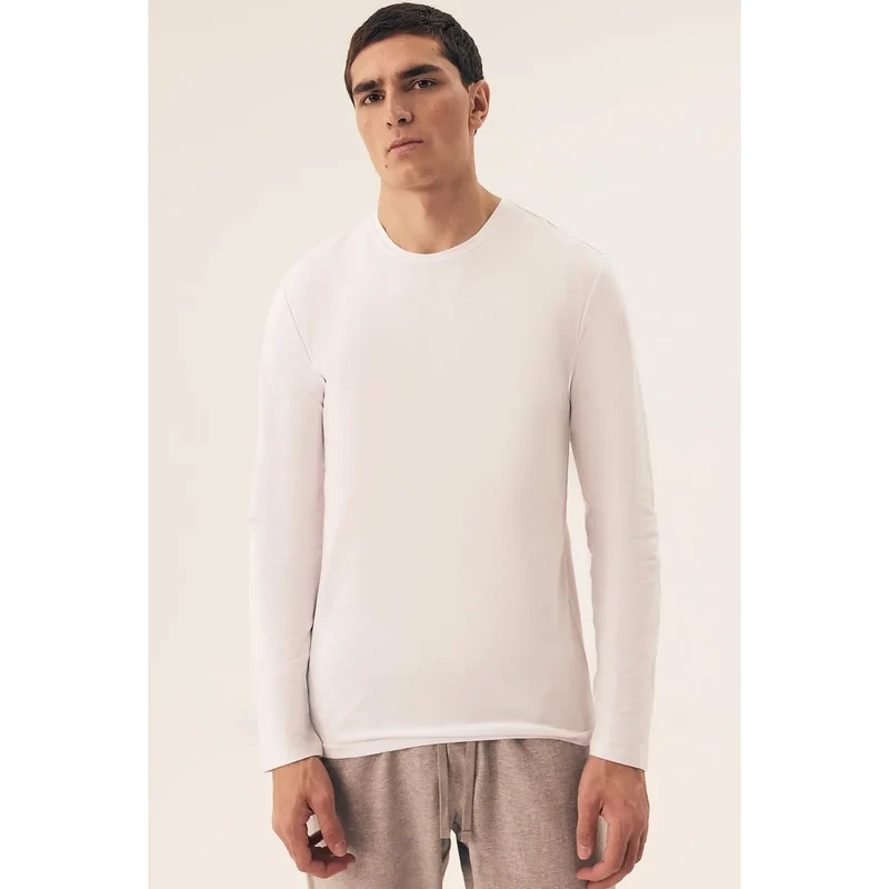 L'ensemble model 220974 Henderson t-shirt long col rond hommes sous-vêtements quotidiens élégants coton élasthanne