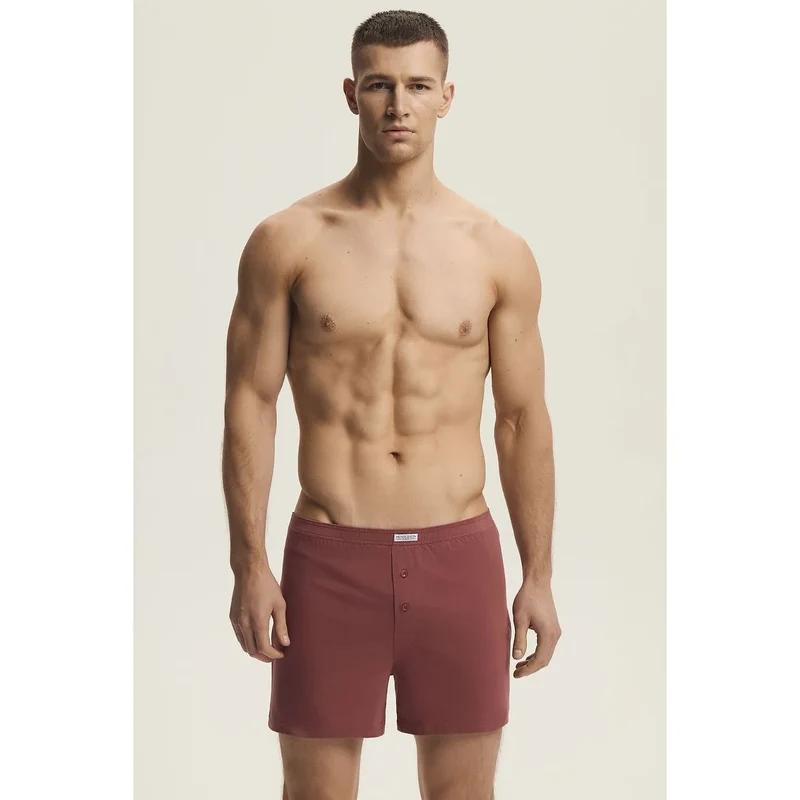 boxer homme confortable coton synthétiques douceur respirabilité élasticité coupe ample ceinture élastique maintien boutons frontaux bordeaux classique sexy
