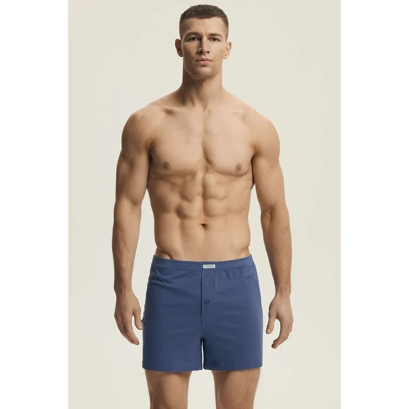 Boxer homme confort coton ceinture élastique design classique couleur bleu marine coupe droite ajustement parfait