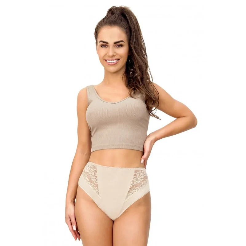 Culottes élégantes Donna 220846 dos lisse côtés couverts高 waist dentelle romantique lingerie féminine confortable silhouette slimmante élastique doux femmes