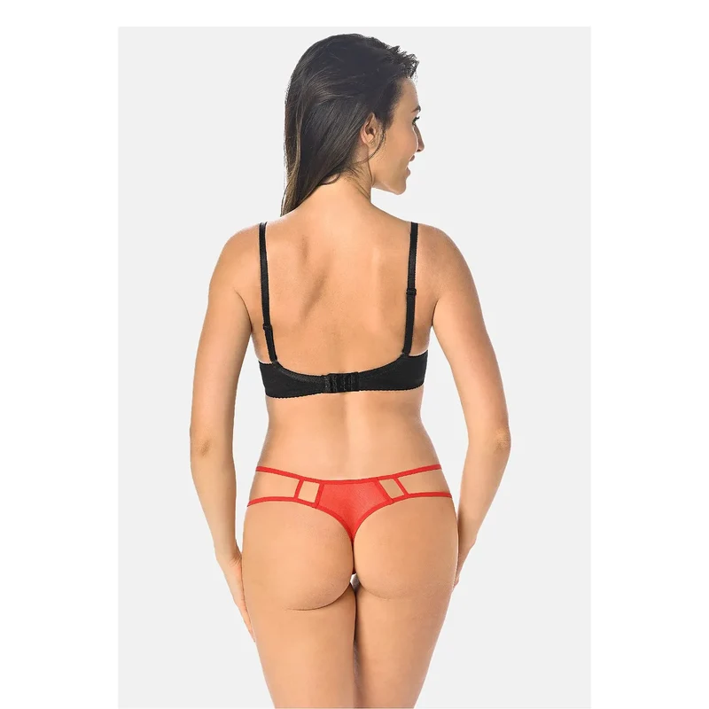Culotte en filet transparent fine bande élastique rouge lingerie érotique moderne femmes ajustement parfait confort cut out style sexy