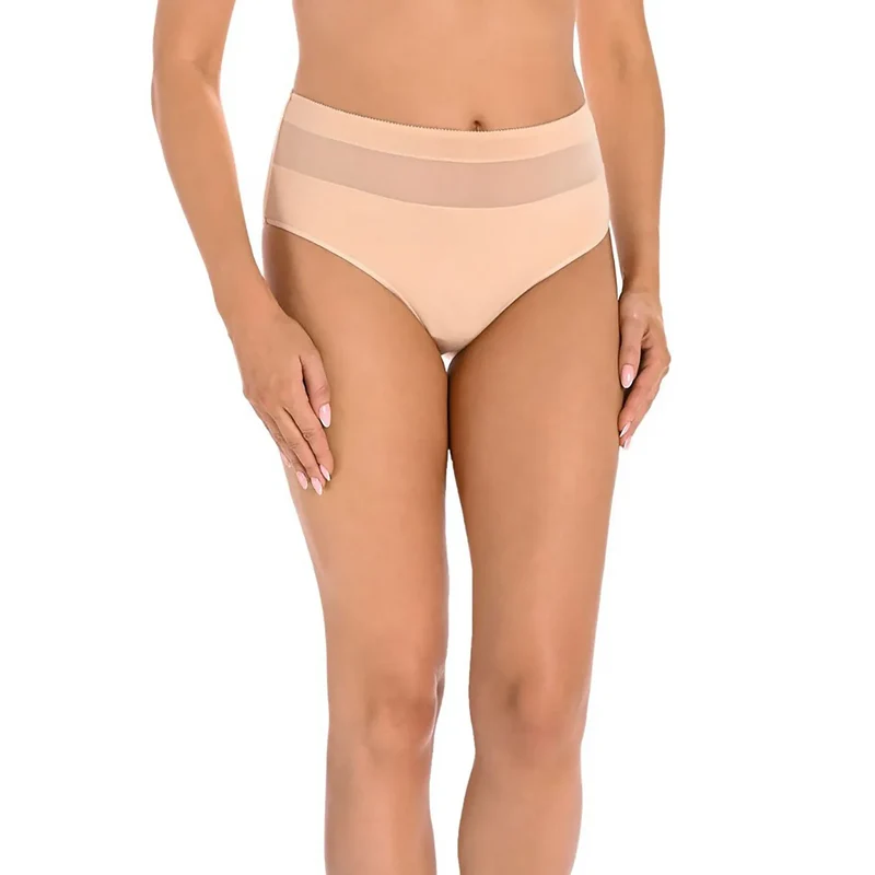 Culotte lingerie moderne coton Lycra taille haute transparente beige noir blanc confortable élégante bande maille microfibre élasthanne soutien