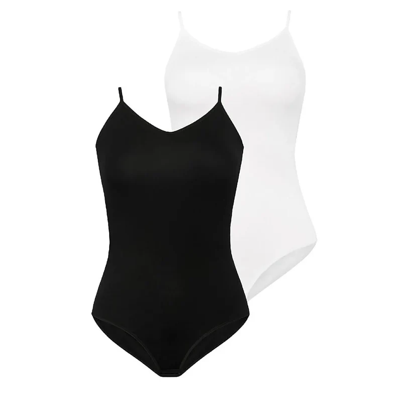 Body model Teyli 183076 - Lingerie érotique en viscose et élasthanne, coupe ajustée, bretelles fines, décolleté en V, noir et blanc, confort durable, idéal quotidien et occasions spéciales