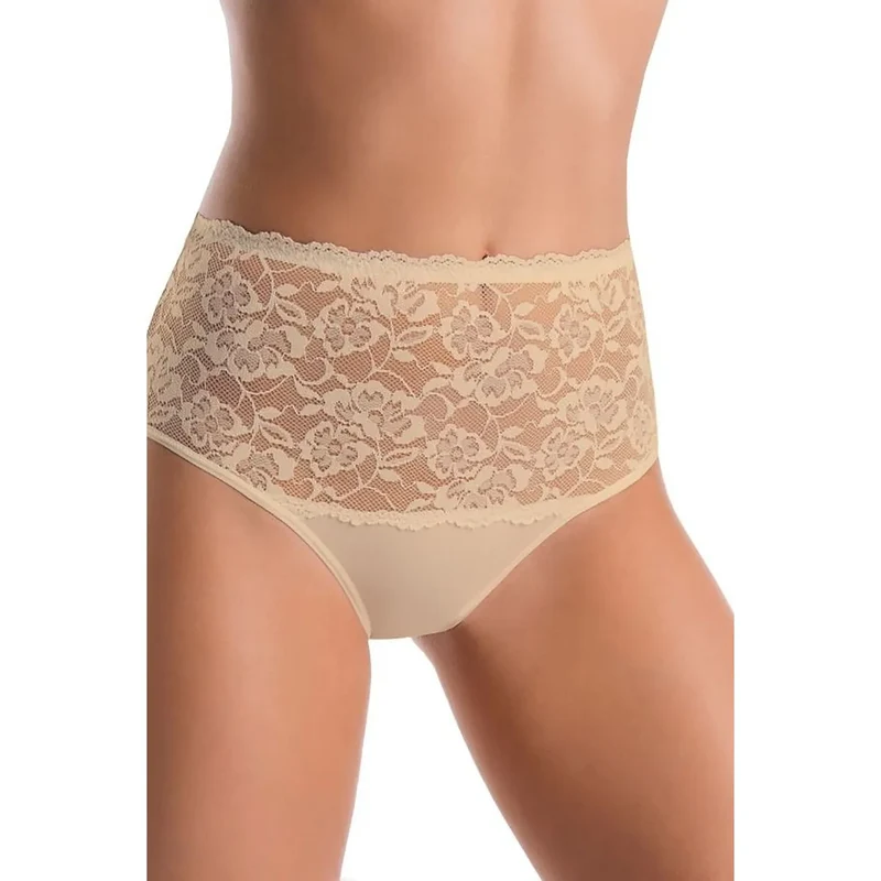 ensemble culottes féminines taille haute beige dentelle florale transparente coton élasthanne respirantes douces extensibles maintien confortables silhouette flatteuses discrètes hypoallergéniques
