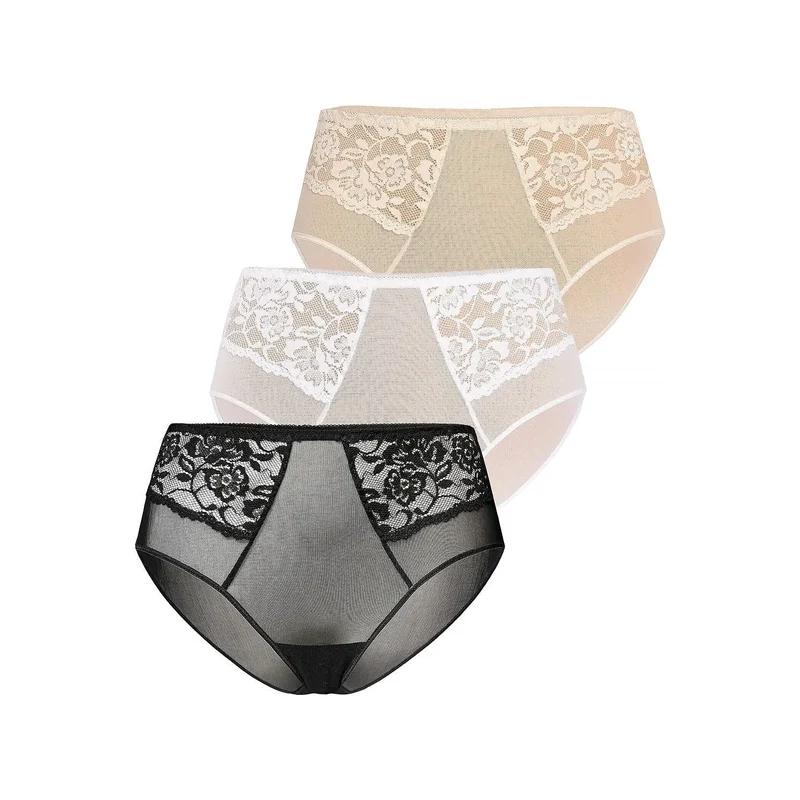 Ensemble de lingerie féminine élégante et sensuelle Taille haute Dentelle florale Coton double couche Confort absorption