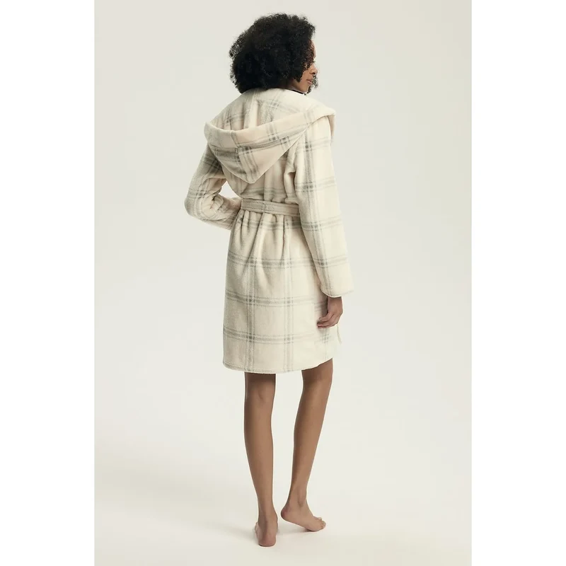 Peignoir Henderson 219809 élégant et confortable pour femme, robe de chambre amples poches capuche longueur genoux ajustement parfait polyester 100 %