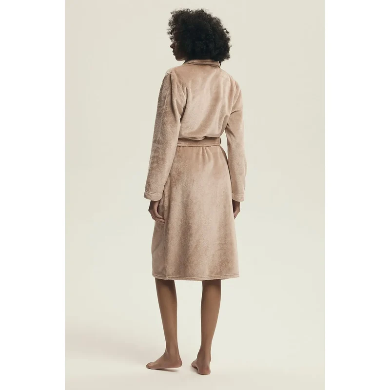Peignoir douillet femme élégance intemporelle robe détente cosy shawl collar longues manches polyester doux packaging cadeau