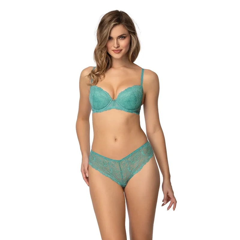 Soutien-gorge rembourré push-up turquoise dentelle subtile maintien ferme lingerie féminine sexy日常.usage occasions spéciales
