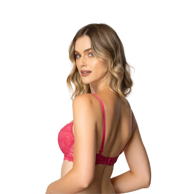 soutiengorge rehaussement poitrine galbe volume framboise dentelle délicate bonnets renforcés maintien optimal confort respirant silhouette sublimée féminité sensuelle