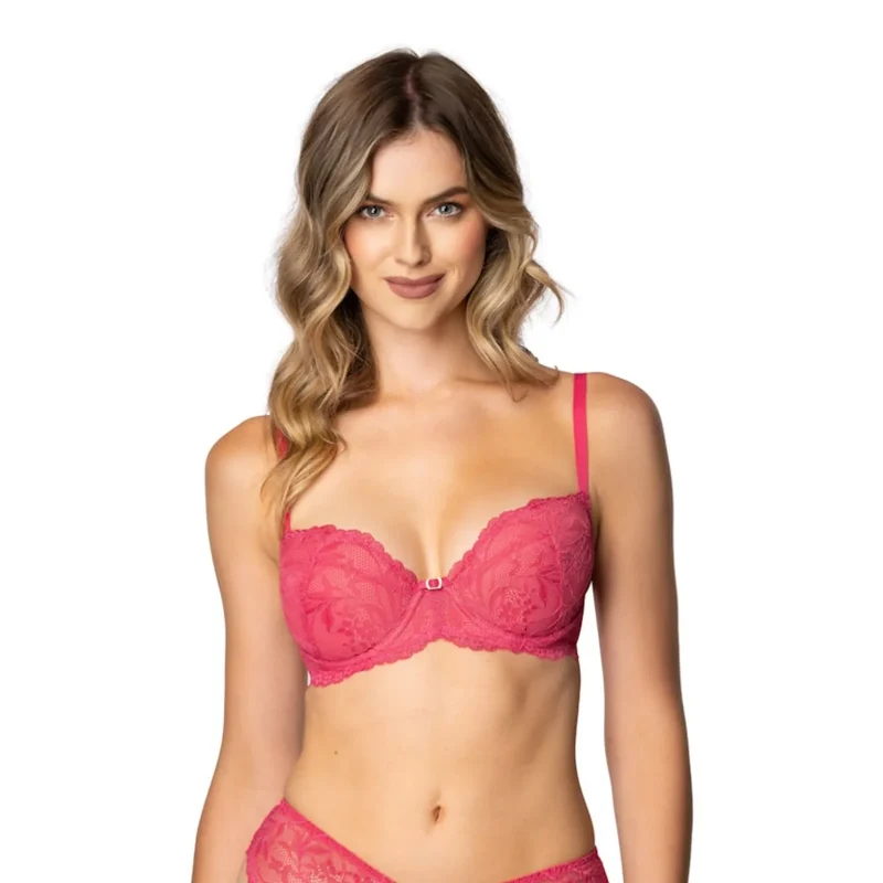 soutiengorge rehaussement poitrine galbe volume framboise dentelle délicate bonnets renforcés maintien optimal confort respirant silhouette sublimée féminité sensuelle