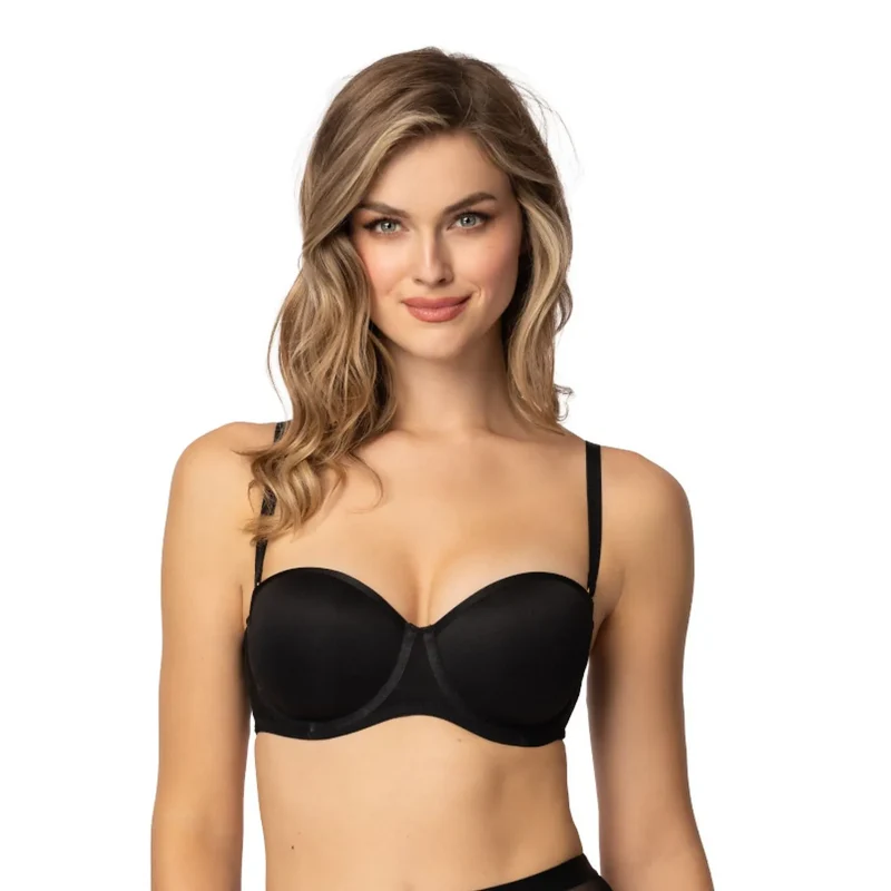 Soutien-gorge sans-bretelles noir Mat 219275 confort poitrine thermomoulé Bardot ajustable soutien ladies occasion spéciale