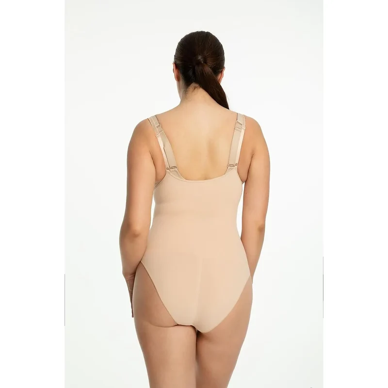 Body Julimex model 219150 gainant open bust push-up soutien-gorge intégré technologie sans couture beige lingerie modelante femme quotidien occasion spéciale