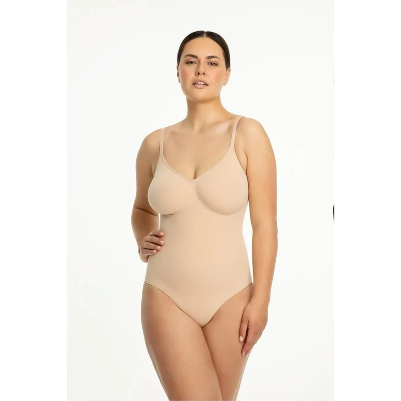 body Julimex 219149 sans couture silhouette lisse sculptant maintien poitrine bonnet intégré respirant doux extensible spaghetti réglables dos string invisible