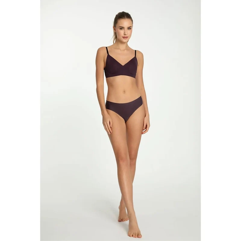 Culottes brésiliennes Julimex model 219145 ensemble lingerie soutien-gorge design épuré Dark Plum matériau confortable sécurité discrétion