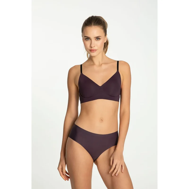 Culottes Julimex 219144 Ensemble Lingerie Minimaliste Prune Foncée Confortable Discrète Sans Coutures BretellesAjustables Microfibre Extensible Maintien Ergonomique Silhouette Moderne