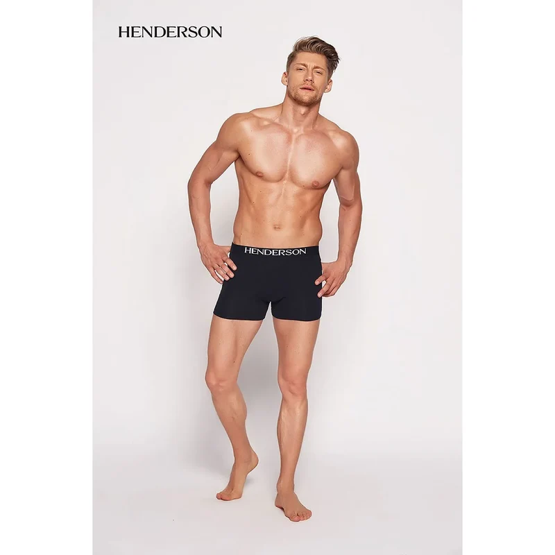 Boxer homme Henderson modèle 118387 coton élasthanne logo discret coupe ajustée jambes longues lingerie sexy intime bien-être homme couple