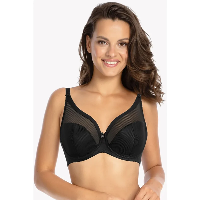 Soutien-gorge Gaia 192272 semi-soft lingerie féminine confort élégance maille transparente bretelles ajustables dos élastique fermeture auto-agrippante coton élasthanne polyamide
